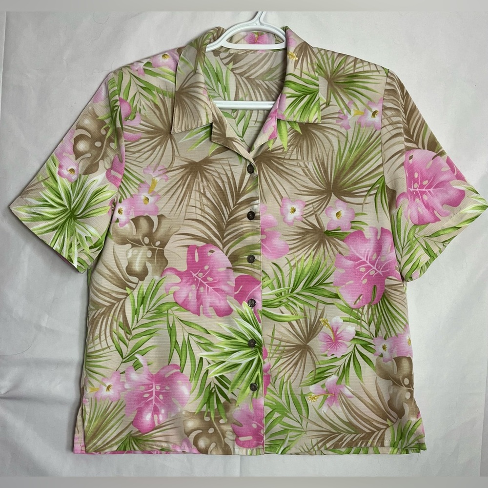 Tropical Monstera Hibiscus Pink Hawaiian Shirt